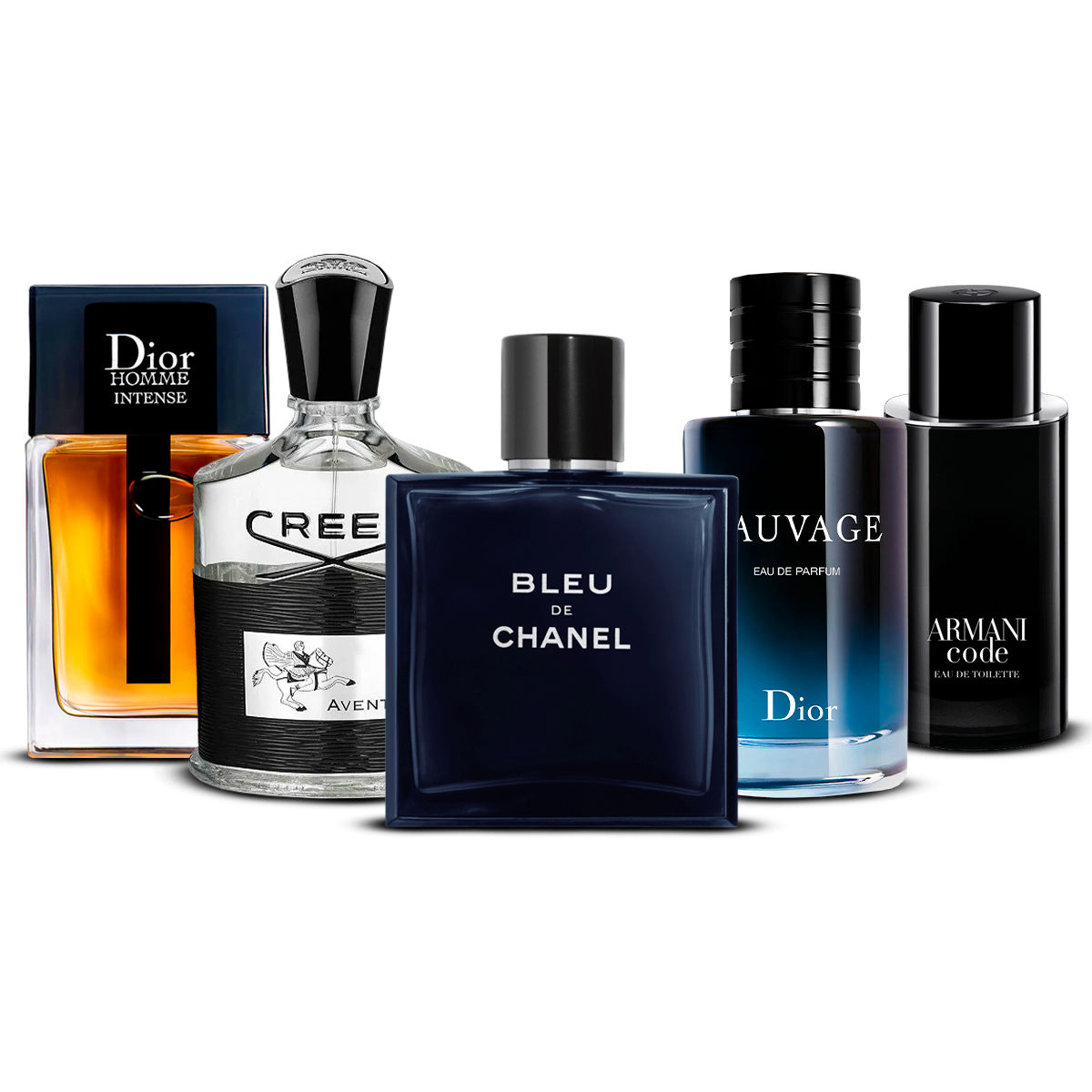 Zestaw 5 Perfum – Dior Homme Intense, Creed Aventus, Bleu de Chanel, Sauvage i Armani Code [100 ml každý]