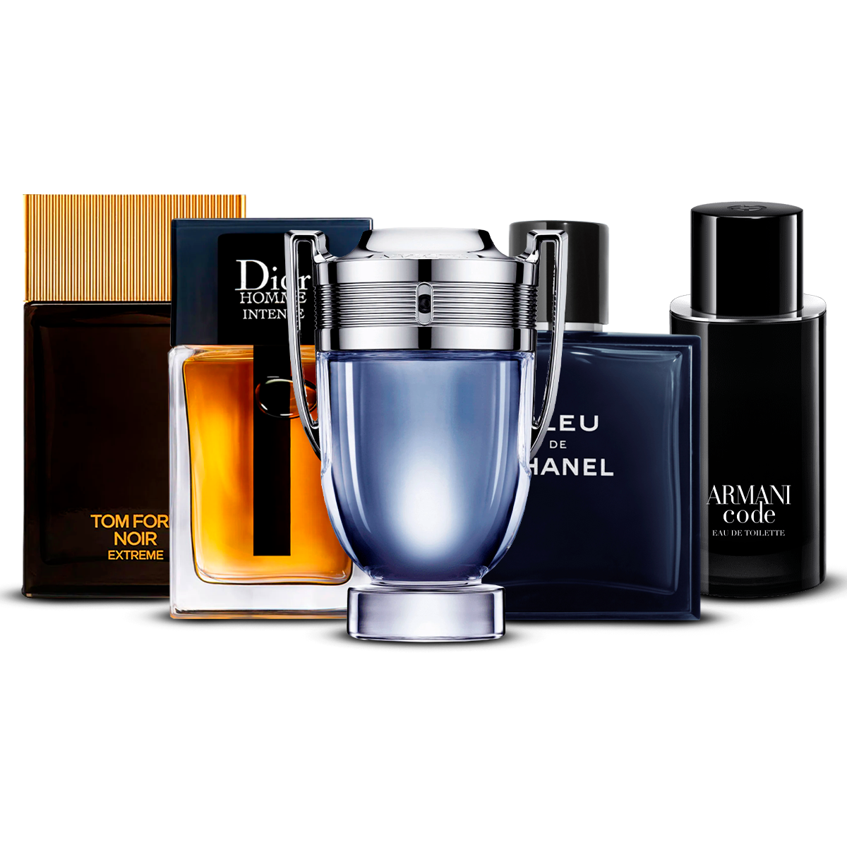 Zestaw 5 Perfum – Tom Ford Noir Extrême, Dior Homme Intense, Invictus, Bleu de Chanel i Armani Code [100 ml každý]